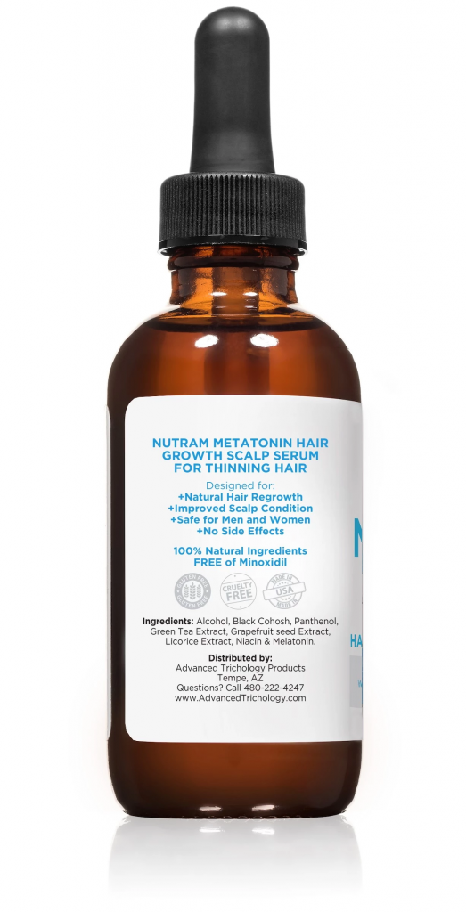 Topical Melatonin Hair Growth Serum Bottle Side